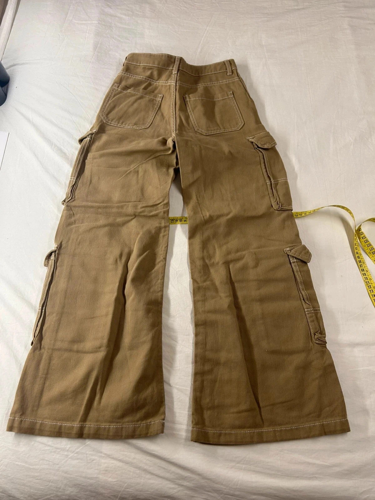 Brown beige wide leg divided h&m pants – photo 10
